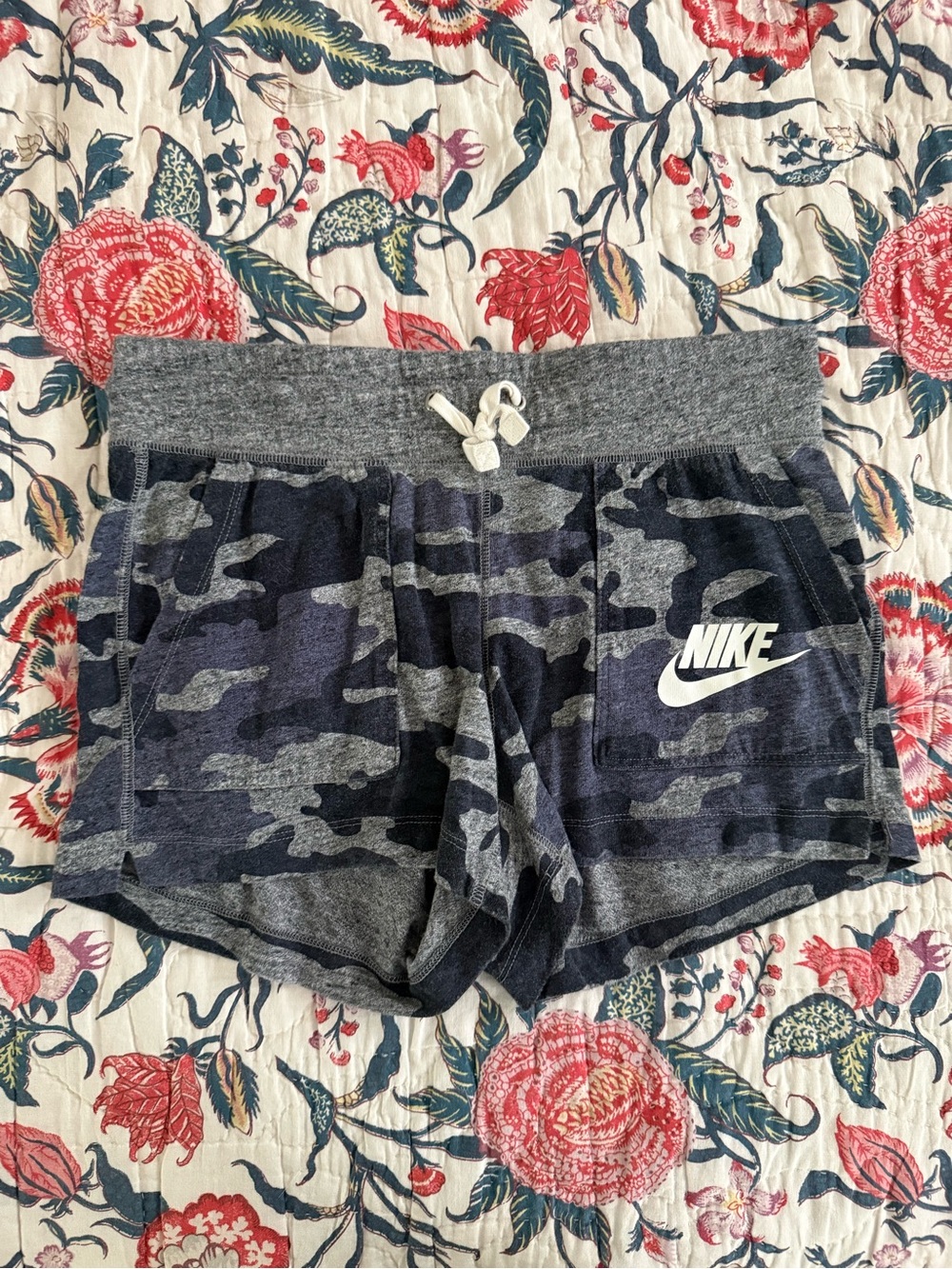Nike Women's Navy and Gray Camo Shorts